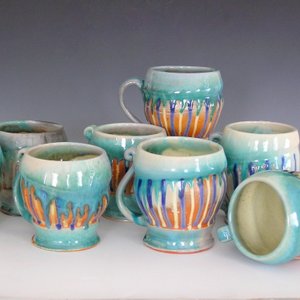 Stoneware pottery mugs